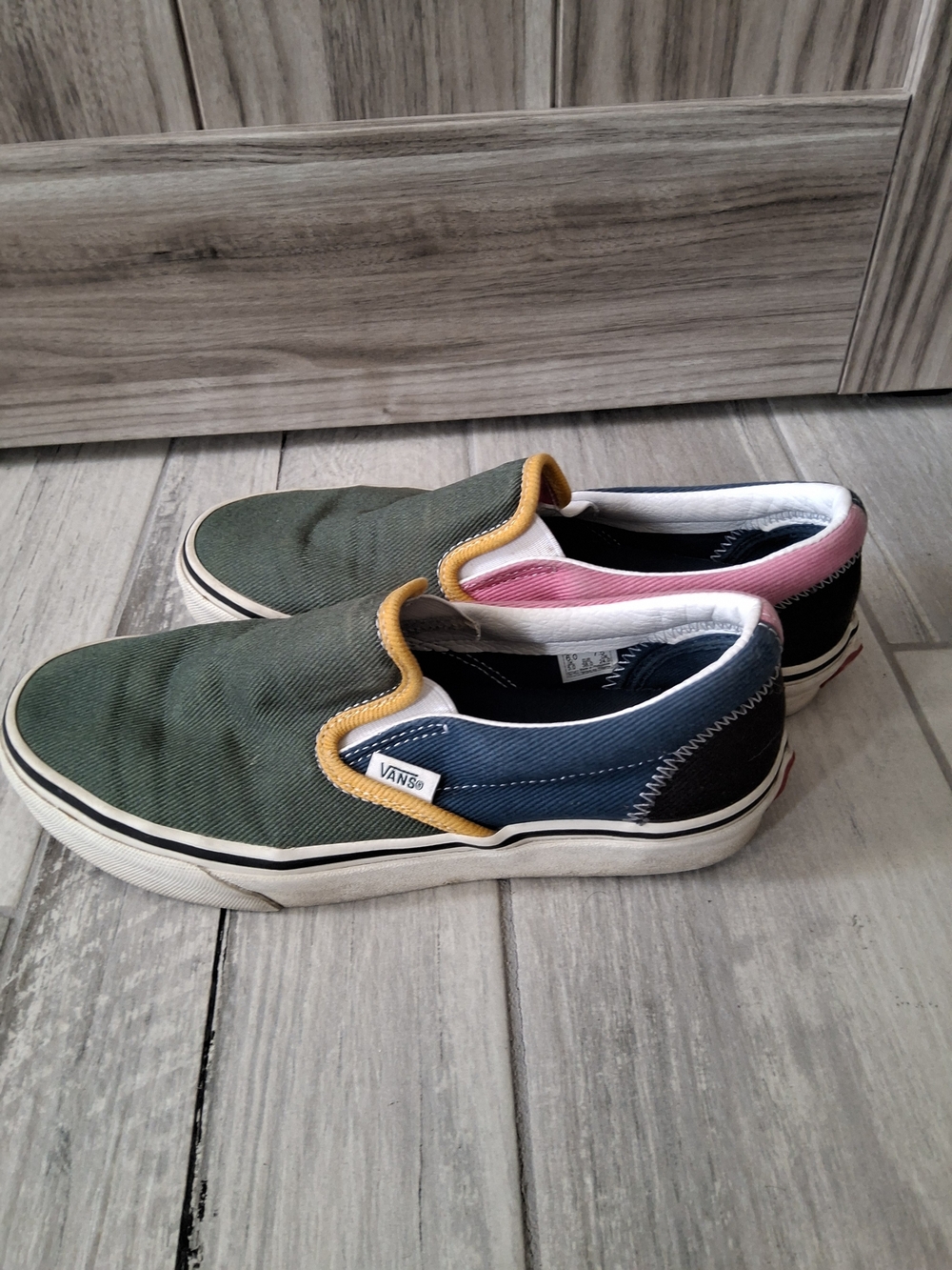 Vans Retro Multi-Color Slip-On Shoes - Green/Blue/Pink